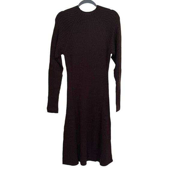Thakoon Mock Neck Ribbed Lambswool Sweater Dress NWT Chocolate Brown - Picture 5 of 7